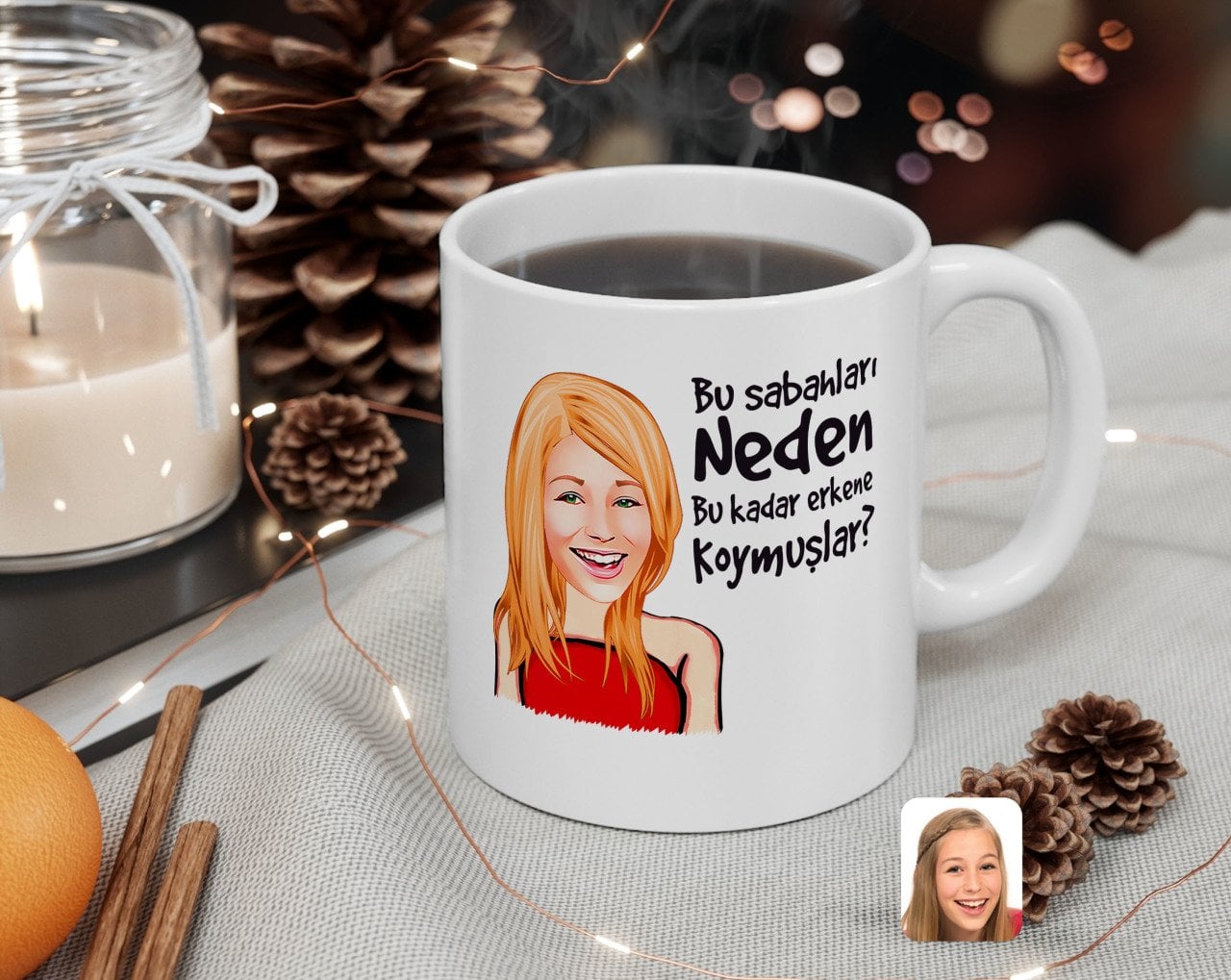 Kişiye Özel Kadın Bu Sabahları Neden Bu Kadar Erkene Koymuşlar Karikatürlü Beyaz Kupa Bardak-33