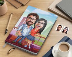 Bk Gift Kişiye Özel Sevgililer Karikatürlü Beyaz Defter-105 , Arkadaşa Hediye , Sevgiliye Hediye