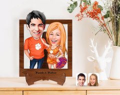 Kişiye Özel Sevgililer Karikatürlü Ahşap Standlı 3D Biblo-54