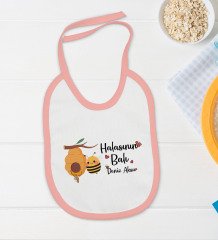 BK Kids Kişiye Özel Halasının Balı Tasarımlı Pembe Bebek Body Zıbın ve Mama Önlüğü Hediye Seti