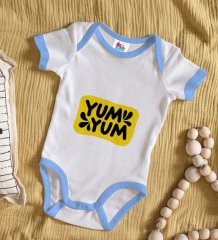 BK Kids Yum Yum Tasarımlı Mavi Bebek Body Zıbın-1