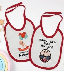 BK Kids Kişiye Özel Mekanın Sahibi Tasarımlı 2’li Kırmızı Mama Önlüğü-1