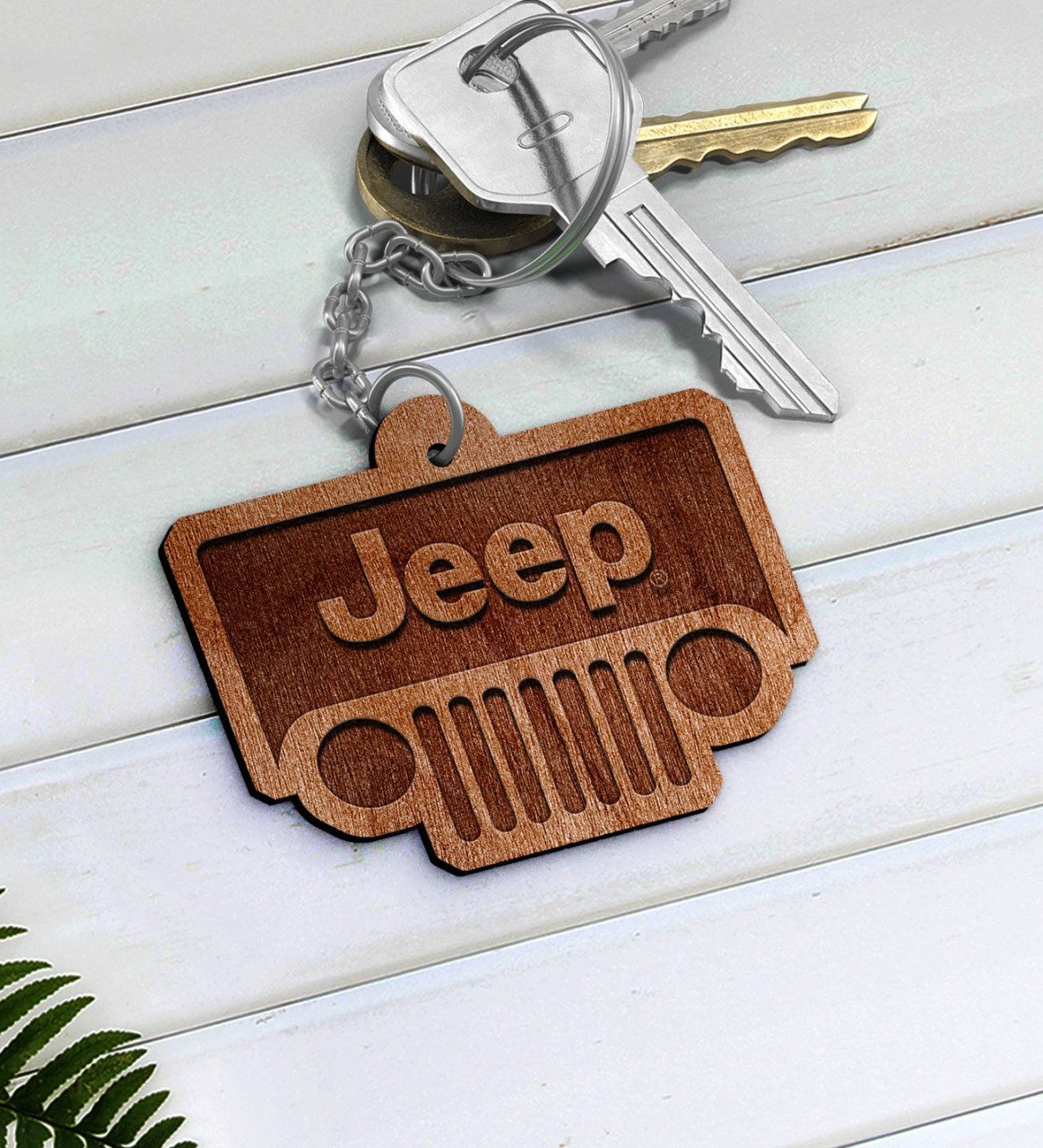 Jeep Logolu Ahşap Anahtarlık-2
