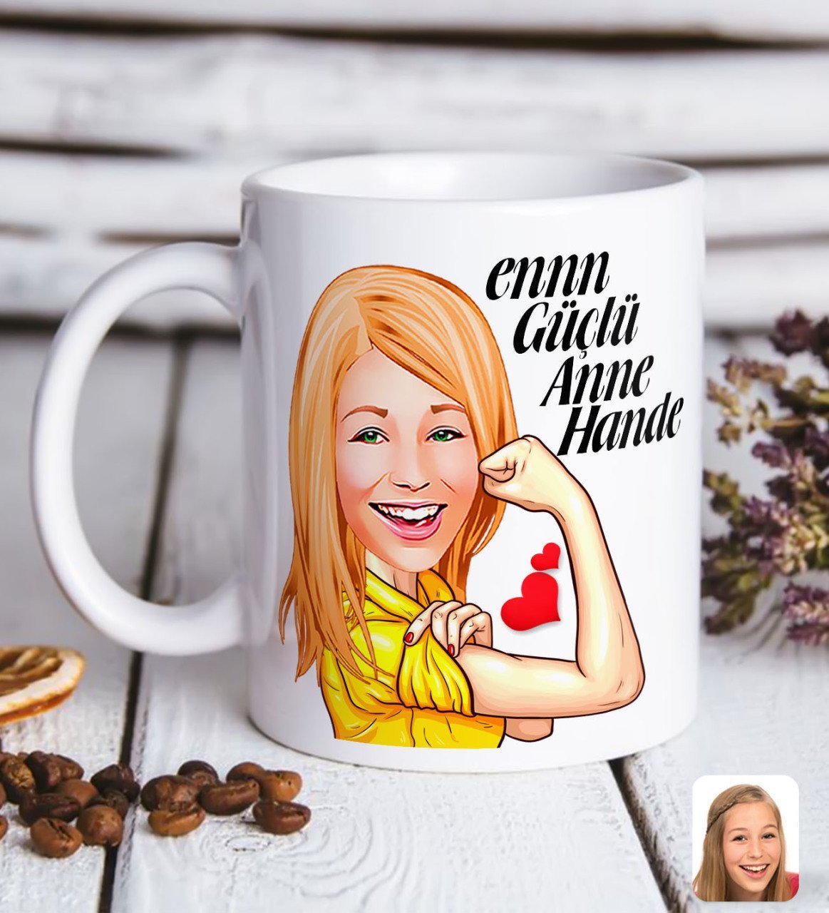 Kişiye Özel En Güçlü Anne Karikatürlü Beyaz Kupa Bardak-1