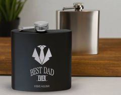 Bk Gift Kişiye Özel İsimli Siyah Çelik İçki Matarası ve Sigara Kutusu Hediye Seti-11, Babalar Günü Hediyesi, Erkek Hediye, Alkol Matarası