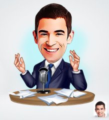 Kişiye Özel Erkek Spiker Karikatürlü Sosyal Medya Dijital Profil Fotoğrafı - Model 1