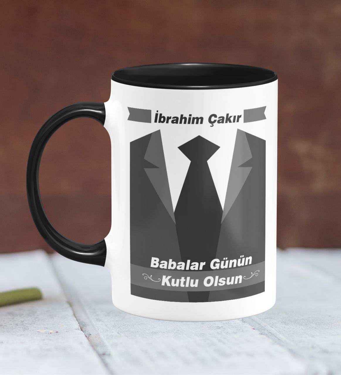 Kişiye Özel Babalar Günü Temalı Siyah Kupa Bardak 25-297S