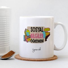 Kişiye Özel Mesleki Sosyal Bilgiler Öğretmeni Beyaz Kupa Bardak - 3