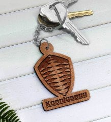 Koenigsegg Logolu Ahşap Anahtarlık-1