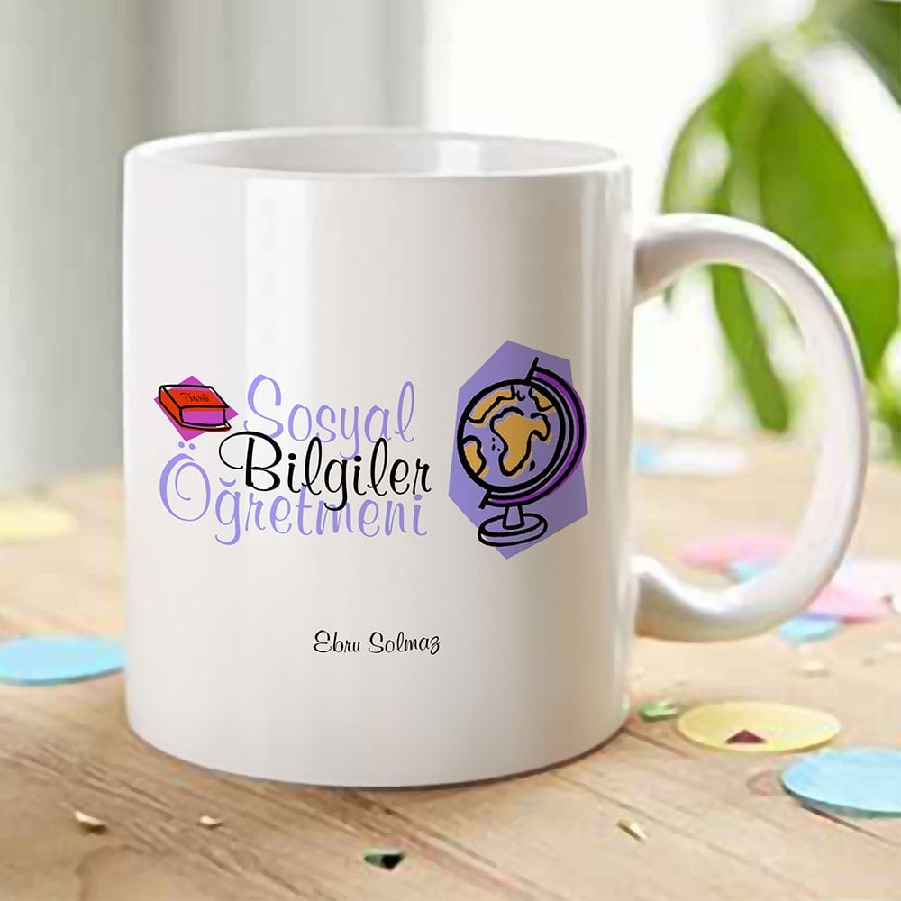 Kişiye Özel Mesleki Sosyal Bilgiler Öğretmeni Beyaz Kupa Bardak - 2