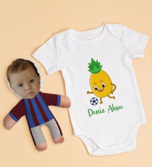 BK Kids Kişiye Özel Fotoğraflı Bebek Yastık ve Bebek Body Zıbın Hediye Seti - Model 5.3