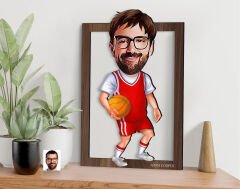 BK Gift Kişiye Özel Erkek Basketbol Karikatürlü 3D Ahşap Tablo-5, Sevgiliye Hediye, Arkadaşa Hediye, Doğum Günü Hediyesi