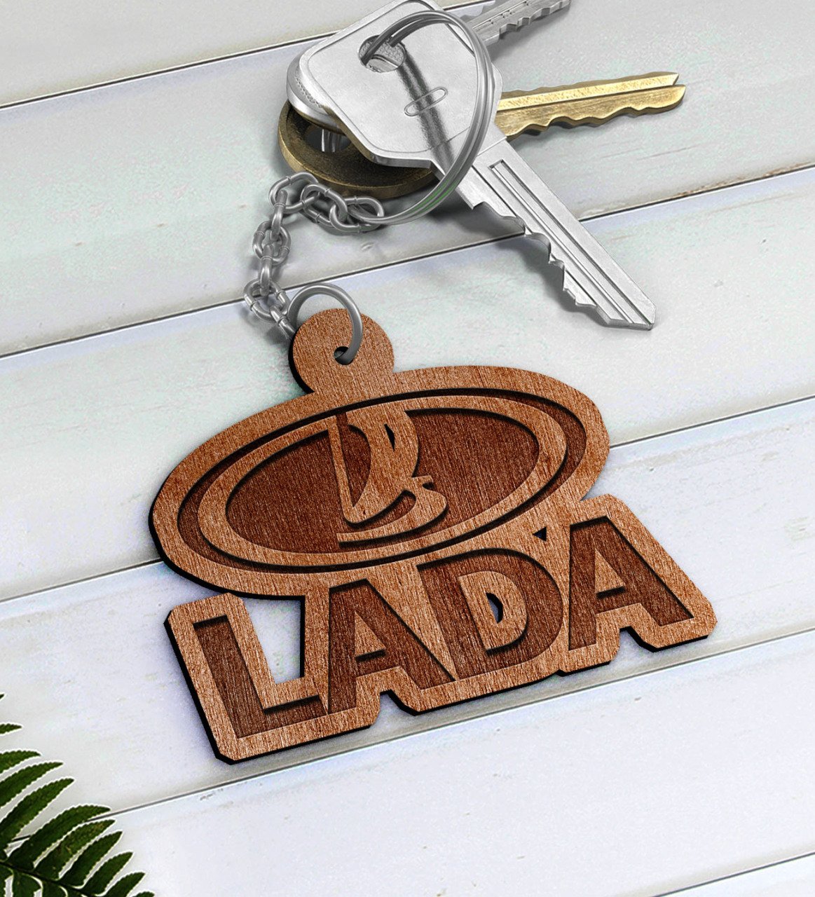 Lada Logolu Ahşap Anahtarlık-1