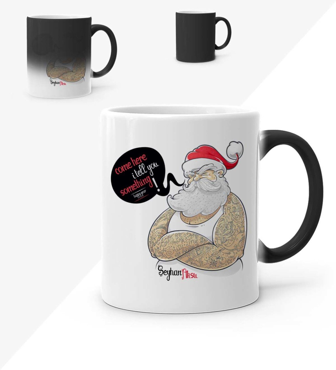 Kişiye Özel Noel Baba Mutlu Yıllar Sihirli Kupa Bardak - 5