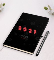 Kişiye Özel 2023 Mutlu Yıllar Siyah Defter ve Kalem Hediye Seti-2