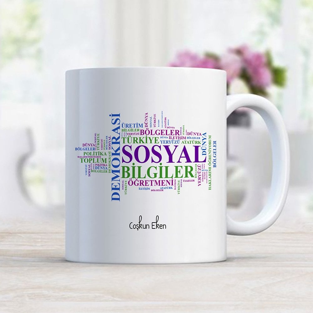 Kişiye Özel Mesleki Sosyal Bilgiler Öğretmeni Beyaz Kupa Bardak - 1