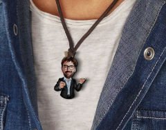 BK Gift Kişiye Özel Erkek Karikatürlü Deri İpli Ahşap Kolye, Sevgiliye Hediye, Doğum Günü Hediyesi, Sevgililer Günü Hediyesi-1