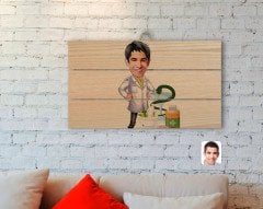 Kişiye Özel Erkek Eczacı Karikatürlü Otantik Ahşap Palet Tablo-2