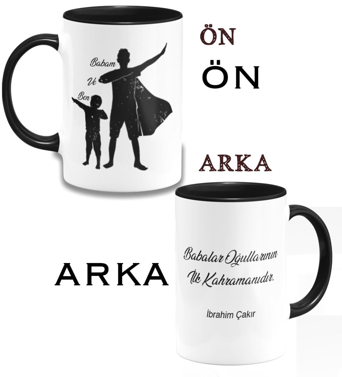 Kişiye Özel Babalar Günü Temalı Siyah Kupa Bardak 29-301S