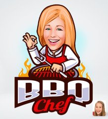Kişiye Özel Kadın Barbekü Chef Karikatürlü Sosyal Medya Dijital Profil Fotoğrafı - Model 1