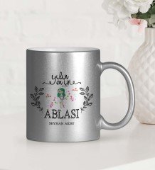 Kişiye Özel Yılın En İyi Ablası Gümüş Yaldızlı Kupa Bardak - 1