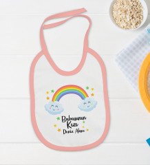 BK Kids Kişiye Özel Babasının Kızı Tasarımlı Pembe Bebek Body Zıbın ve Mama Önlüğü Hediye Seti