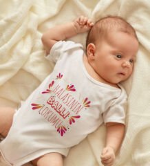 BK Kids Halasının Ballı Lokumu Tasarımlı Beyaz Bebek Body Zıbın-1