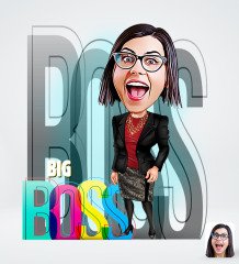 Kişiye Özel Kadın Big Boss Karikatürlü Sosyal Medya Dijital Profil Fotoğrafı - Model 1