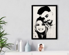 Kişiye Özel Sevgililer Silüet Kanvas Tablo 30x50cm-1A