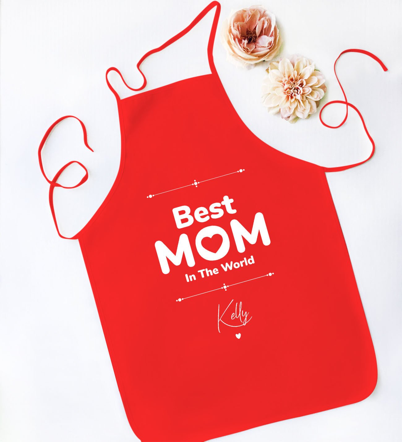 BK Gift Kişiye Özel İsimli Anneler Günü Tasarımlı Kırmızı Mutfak Önlüğü, Aşçı Önlüğü, Şef Önlüğü, Anneye Hediye-15