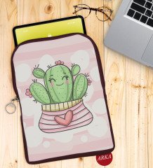 BK Gift Kaktüs Tasarımlı Taşınabilir Koruyucu Tablet Kılıfı & Organizer Çanta - Bordo-1