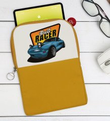 BK Gift Street Racer Tasarımlı Taşınabilir Koruyucu Tablet Kılıfı & Organizer Çanta - Sarı-1