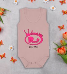 BK Kids Kişiye Özel İsimli Pembe %100 Pamuklu Askılı Sıfır Kol Bebek Body Zıbın-2, Yeni Doğan Bebek Hediyesi