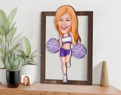 BK Gift Kişiye Özel Kadın Amigo Karikatürlü 3D Ahşap Tablo-2, Sevgiliye Hediye, Arkadaşa Hediye, Doğum Günü Hediyesi