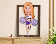 BK Gift Kişiye Özel Kadın Amigo Karikatürlü 3D Ahşap Tablo-2, Sevgiliye Hediye, Arkadaşa Hediye, Doğum Günü Hediyesi