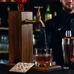 Bk Gift Ahşap Gövdeli Retro Musluklu Alkol İçecek Dağıtıcı | Bar Aksesuarı | Erkeklere Hediye | Babaya Hediye