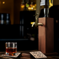 Bk Gift Ahşap Gövdeli Retro Musluklu Alkol İçecek Dağıtıcı | Bar Aksesuarı | Erkeklere Hediye | Babaya Hediye