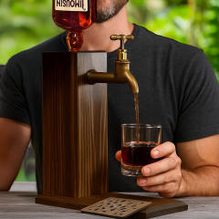 Bk Gift Ahşap Gövdeli Retro Musluklu Alkol İçecek Dağıtıcı | Bar Aksesuarı | Erkeklere Hediye | Babaya Hediye