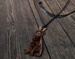BK Gift Köpek Karikatürlü Deri İpli Ahşap Kolye, Sevgiliye Hediye, Doğum Günü Hediyesi, Sevgililer Günü Hediyesi-1