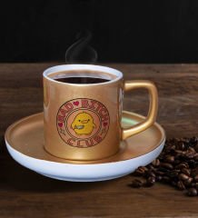 BK Gift Bad Bitch Club Tasarımlı Mat Altın Yaldız Renk Türk Kahvesi Fincanı-1, Renkli Türk Kahvesi Fincanı
