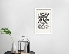 BK Home Coffee Tasarımlı Dekoratif Ahşap Beyaz Çerçeveli Tablo-47