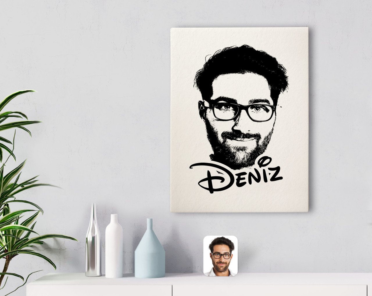 Kişiye Özel İsimli Erkek Silüet Kanvas Tablo 30x50cm-1B