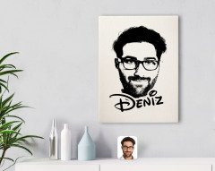 Kişiye Özel İsimli Erkek Silüet Kanvas Tablo 30x50cm-1B