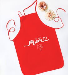 BK Gift Kişiye Özel İsimli Anneler Günü Tasarımlı Kırmızı Mutfak Önlüğü, Aşçı Önlüğü, Şef Önlüğü, Anneye Hediye-18