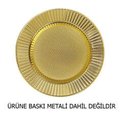 Sublimasyon 25 cm Altın Metal Tabak - Güneş