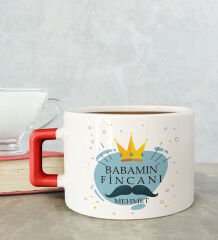 BK Gift Kişiye Özel Babalar Günü Tasarımlı Kırmızı Kulplu Çay & Kahve Fincanı-2, Babaya Hediye, Babalar Günü Hediyesi