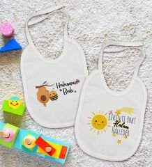 BK Kids Hala Tasarımlı 2’li Beyaz Mama Önlüğü-1