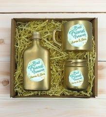 BK Gift Kişiye Özel İsimli DTF Best Friend Temalı Gold Kahve Fincanı & Kolonya & Mum Hediye Seti-2, Arkadaşa Hediye, Doğum Günü Hediyesi