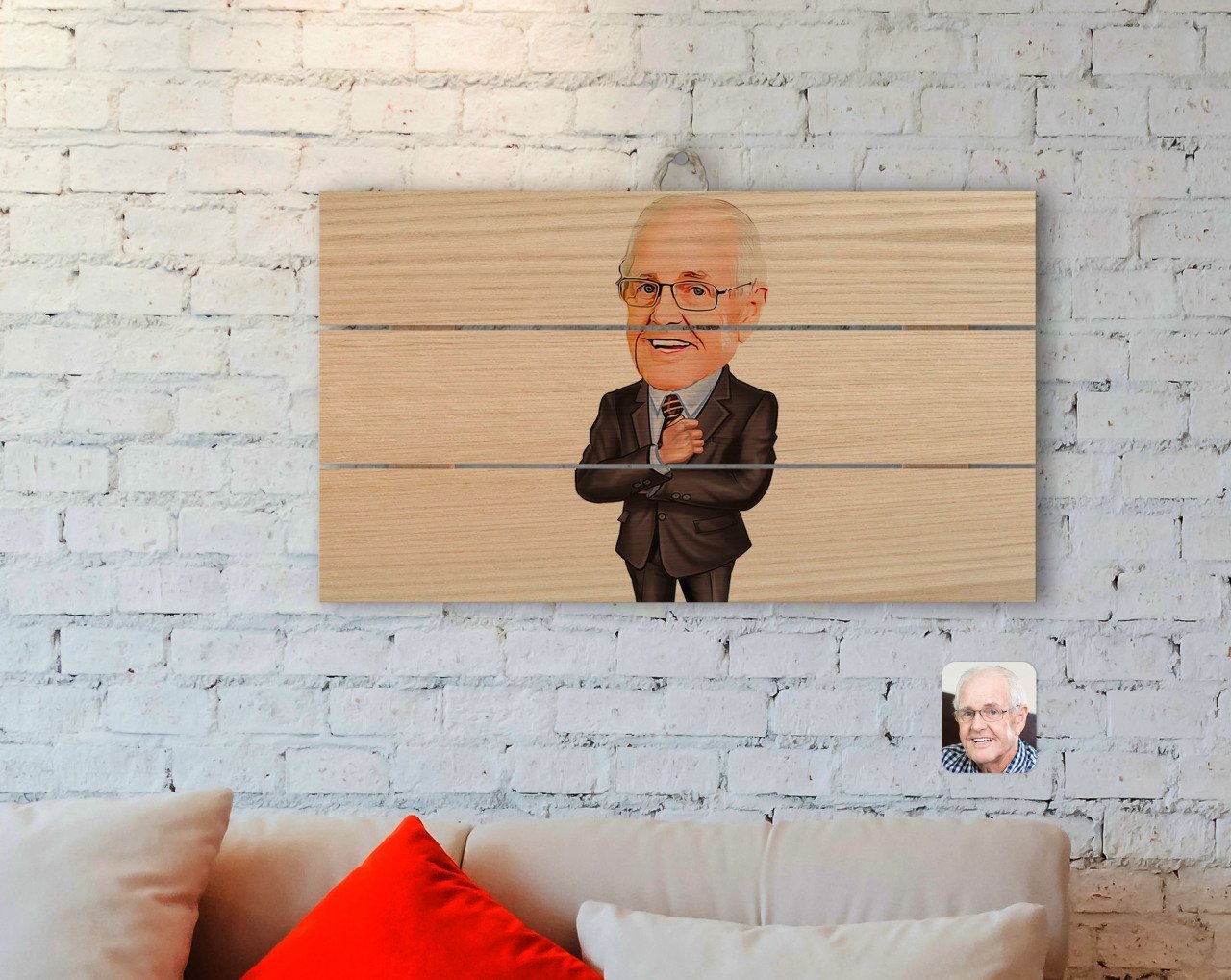 Kişiye Özel Dede Karikatürlü Otantik Ahşap Palet Tablo-1