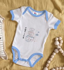 BK Kids Cuties Tasarımlı Mavi Bebek Body Zıbın-1